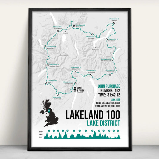 Lakeland 100 Personalised Art Print in green from Purest Green Prints