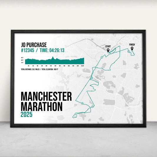 Personalised Manchester Marathon Art Print in green from Purest Green Prints