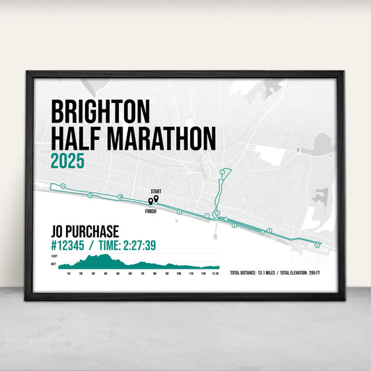 Brighton Half Marathon Personalised Art Print in green from Purest Green Prints.