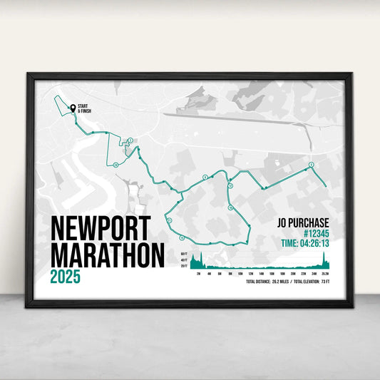 Personalised Newport Marathon Art Print in green from Purest Green Prints