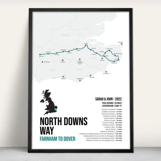 North Downs Way National trail Print in teal from Purest Green Prints.