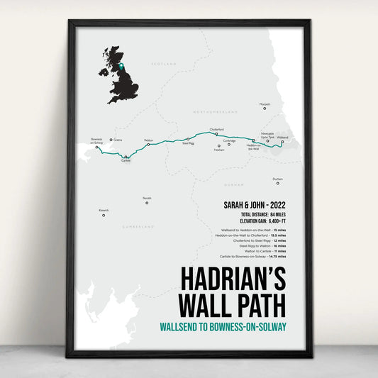 Hadrian's Wall Path National trail Print in teal from Purest Green Prints.