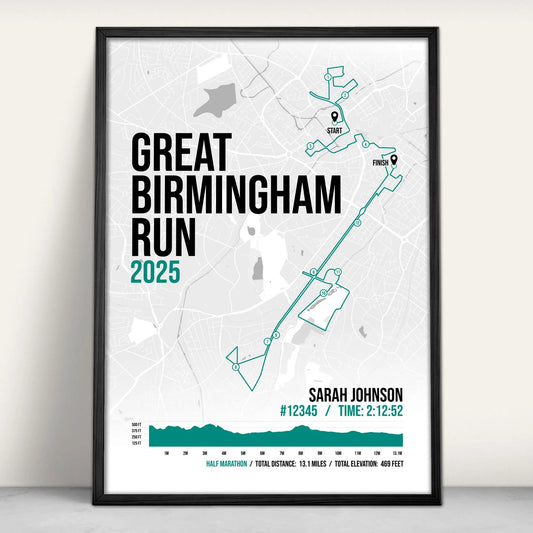 Great Birmingham Run Half Marathon Art Print in green from Purest Green Prints.