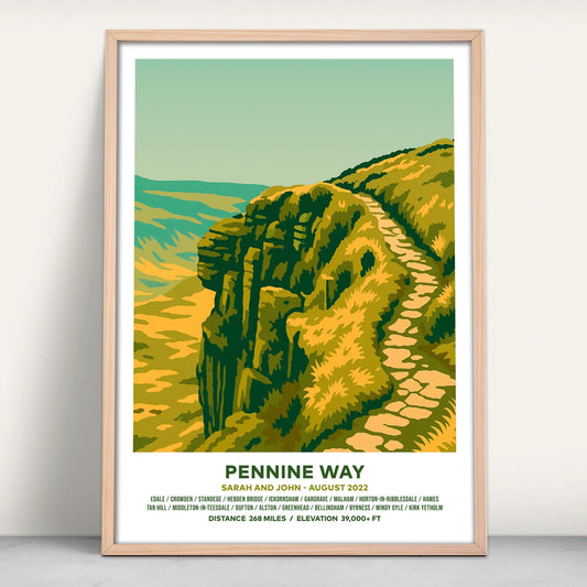 Personalised Pennine Way National Trail Travel Poster Art Print from Purest Green Prints
