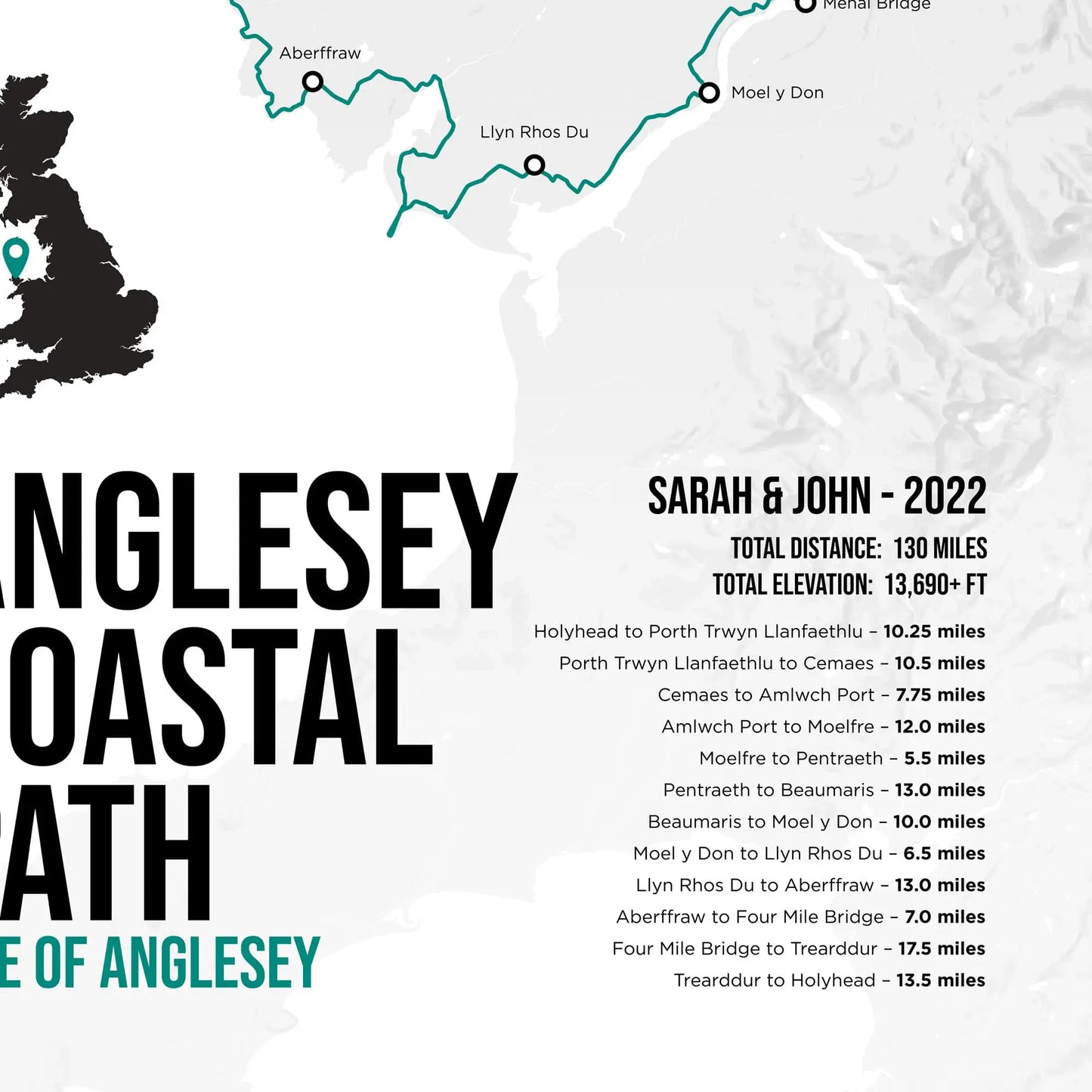 Closeup of print showing personalised detailing.