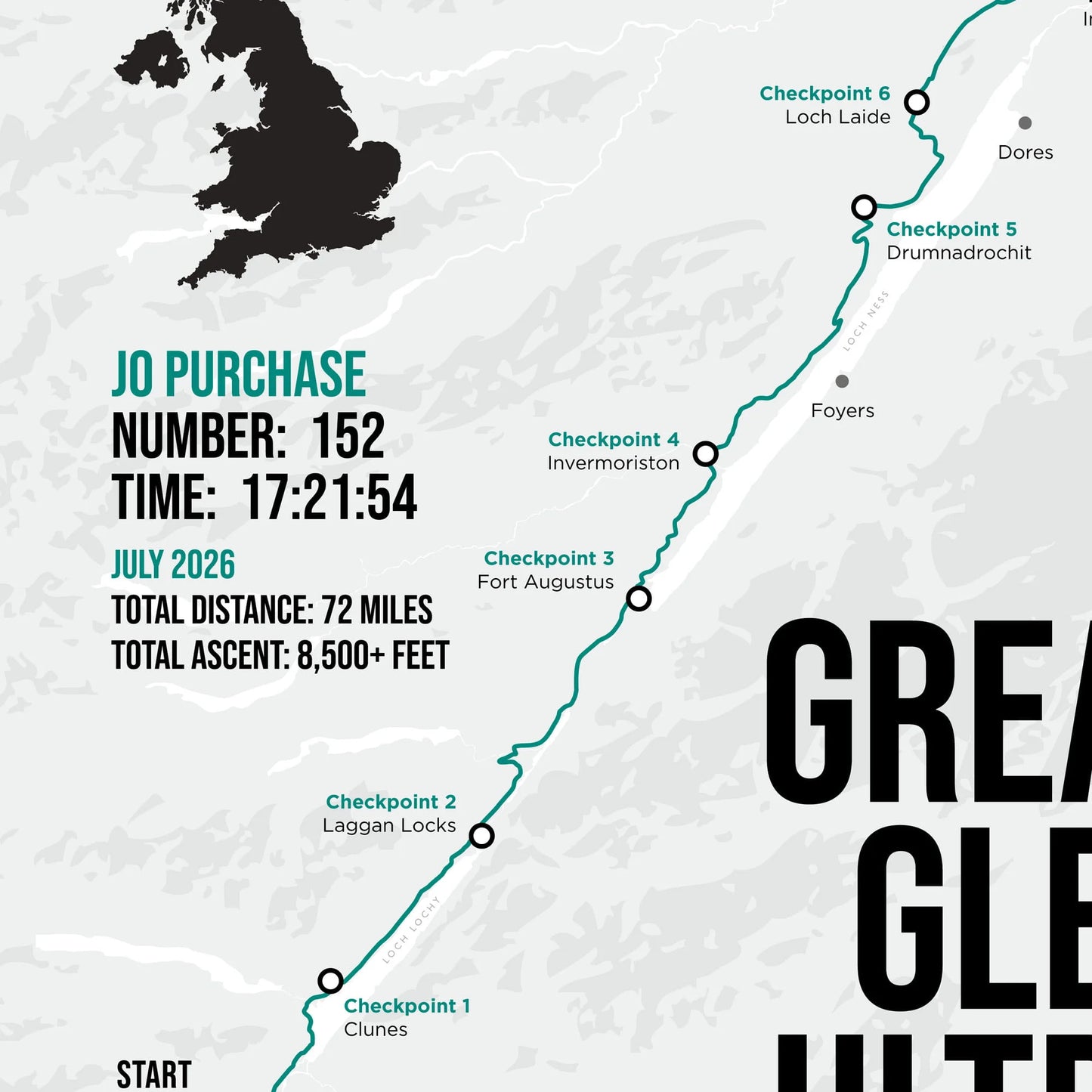 Closeup showing personalised detail on print