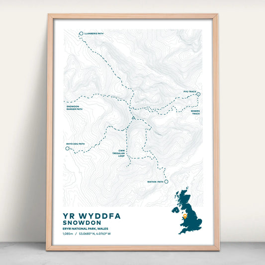 Snowdon Contour Map Art Print from Purest Green Prints.
