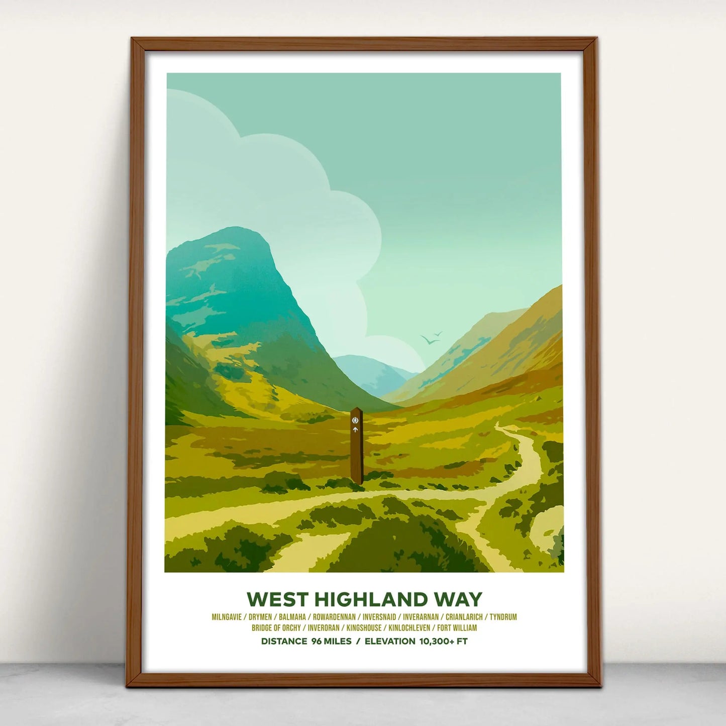 Non Personalised West Highland Way National Trail Travel Poster Art Print from Purest Green Prints
