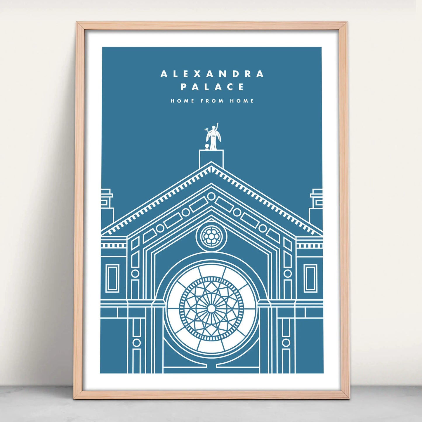 Alexandra Palace Front illustration fine art print in blue from Purest Green Prints