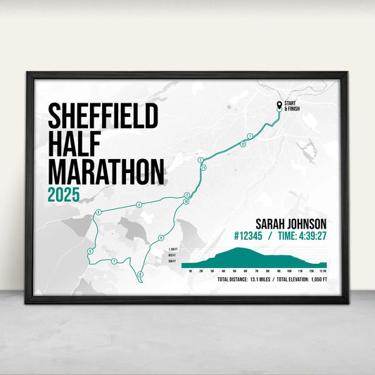 Sheffield Half Marathon Personalised Art Print in green from Purest Green Prints.
