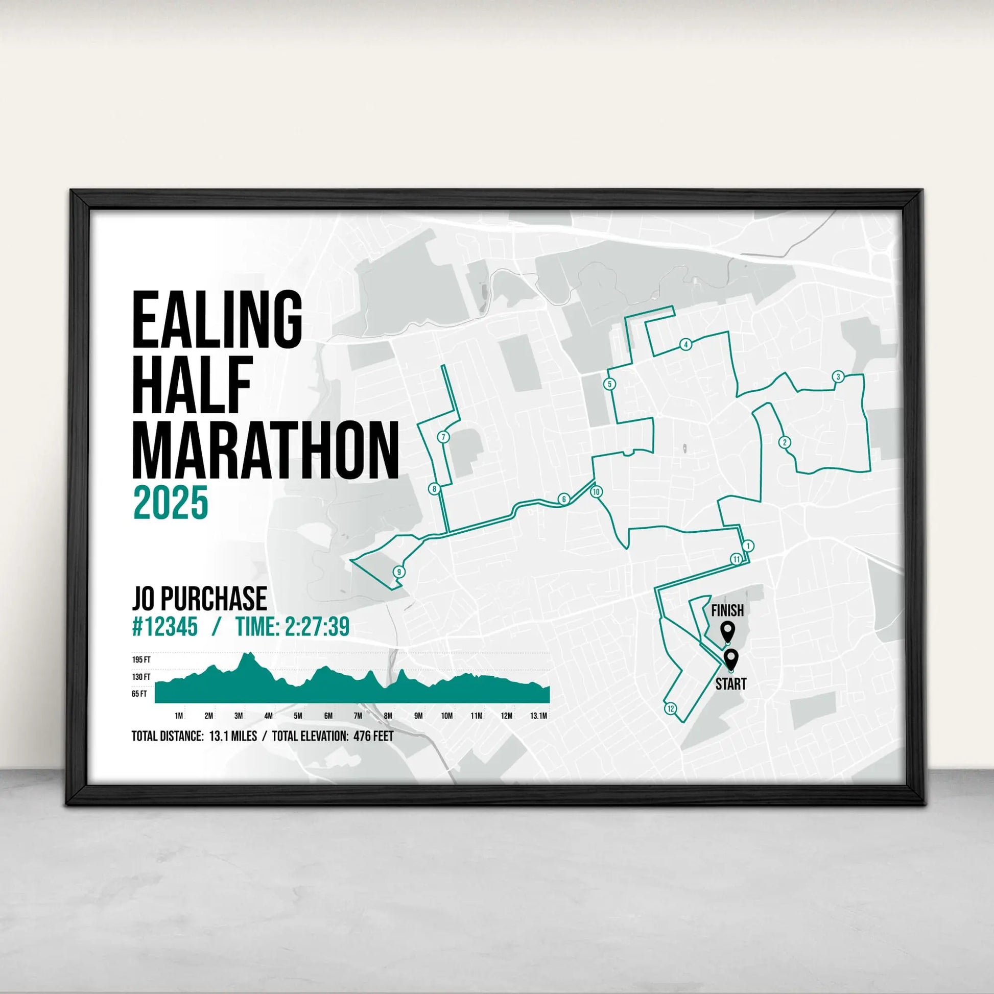 Personalised Ealing Half Marathon Art Print in green from Purest Green Prints
