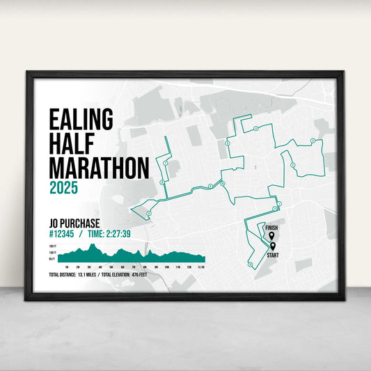 Personalised Ealing Half Marathon Art Print in green from Purest Green Prints