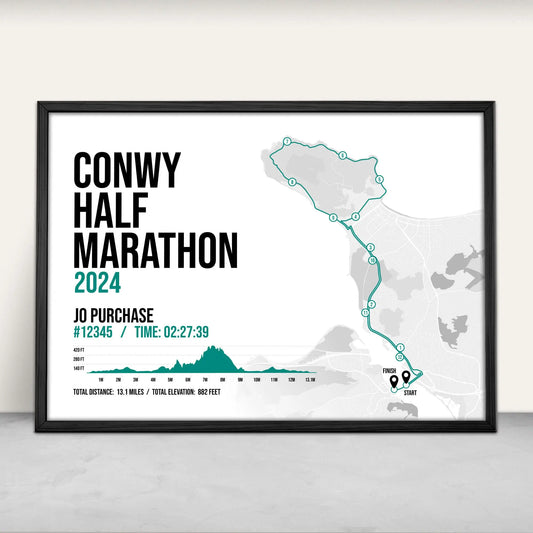 Personalised Conwy Half Marathon Print in green from Purest Green Prints