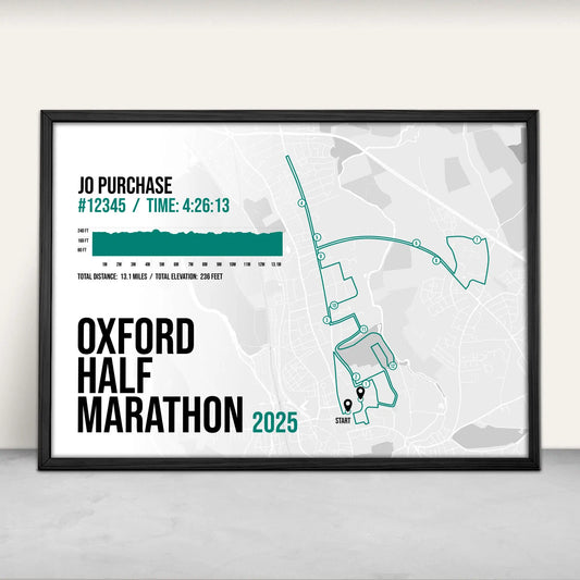 Personalised Oxford Half Marathon Art Print in green from Purest Green Prints.