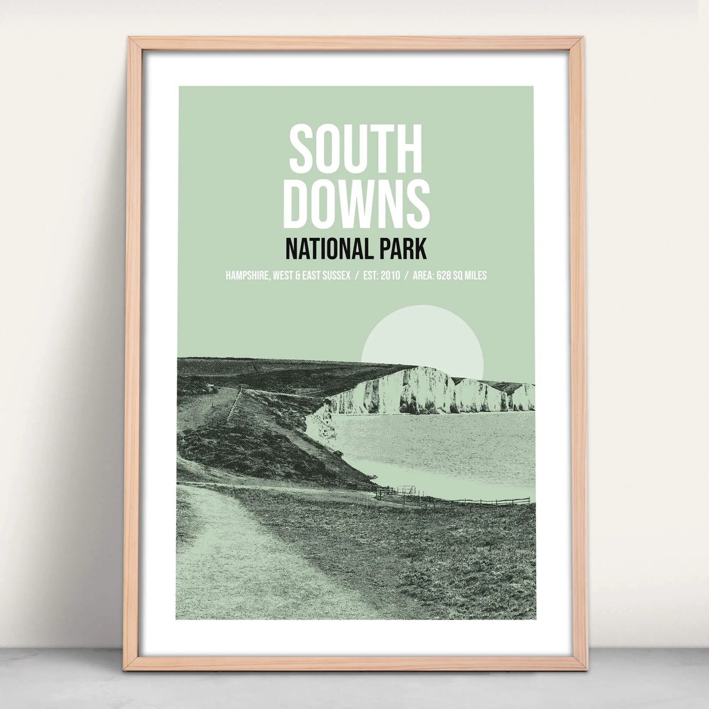 South Downs National Park art print in green from Purest Green Prints