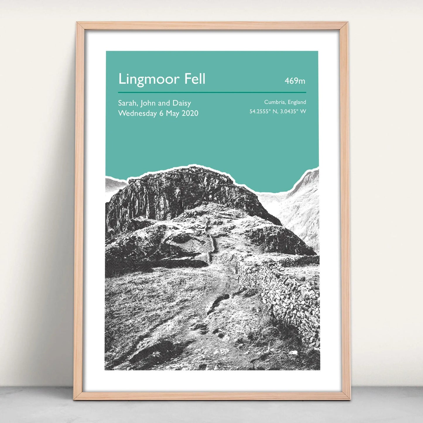 Lingmoor Fell, England Personalised Art Print in green from Purest Green Prints