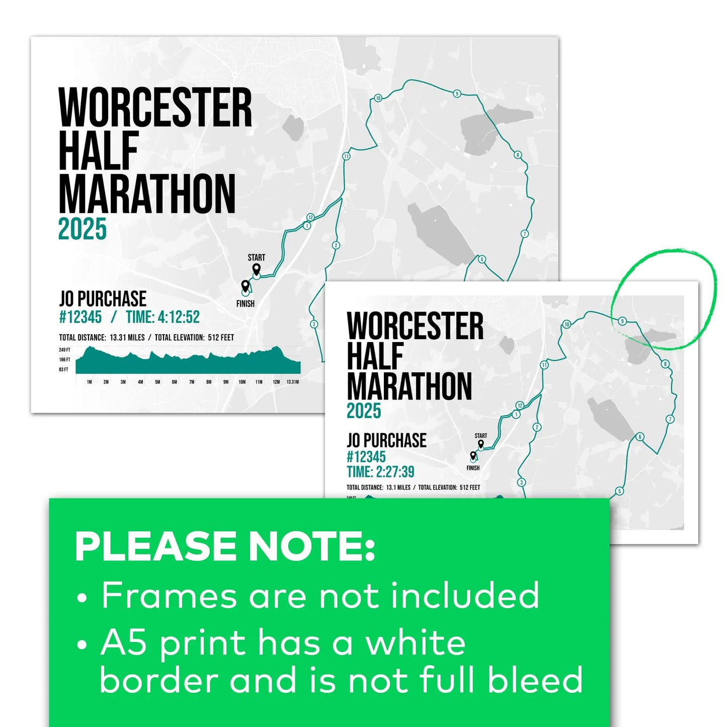 A5 print has a white border and is not full bleed.