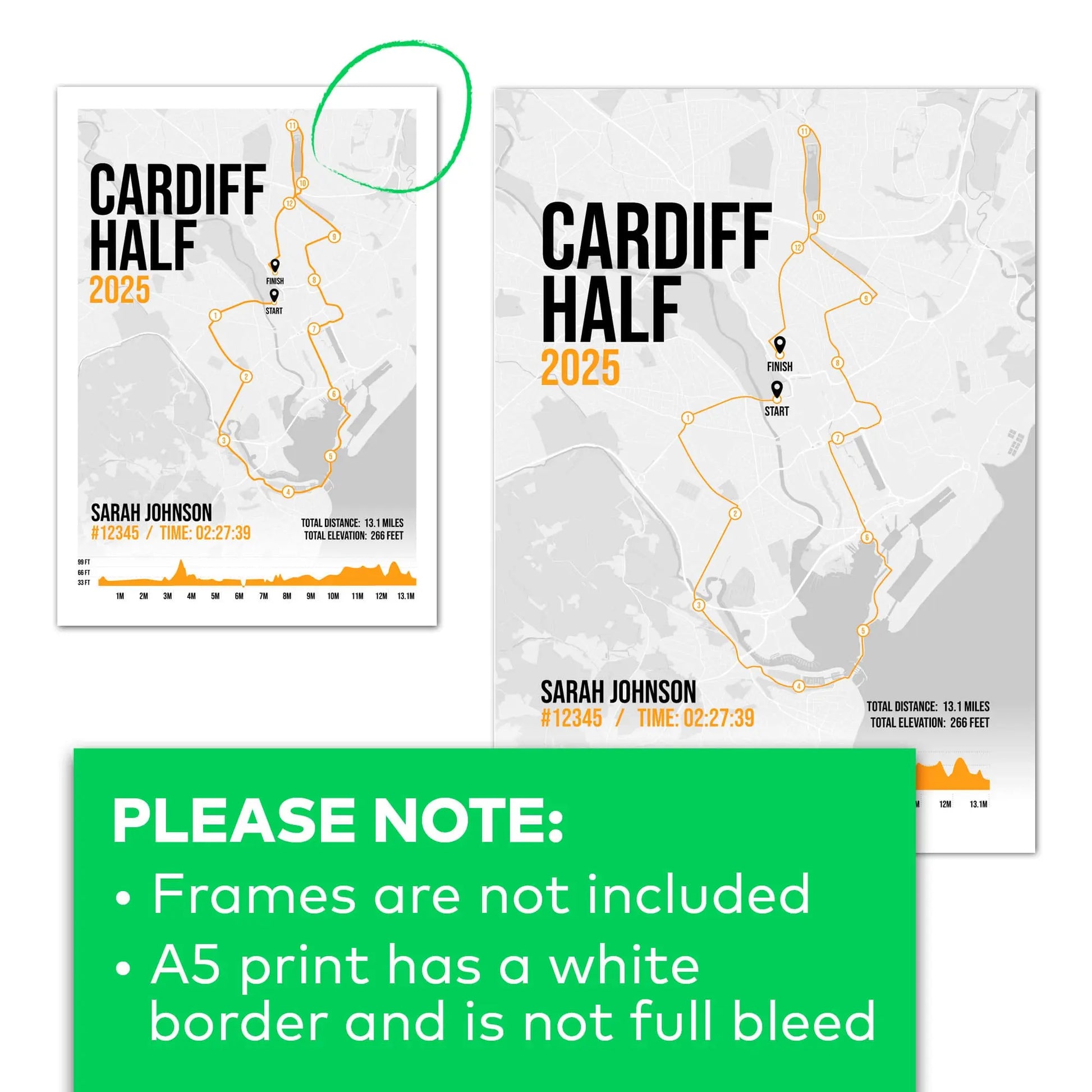 A5 print comes with a white border and is not full bleed