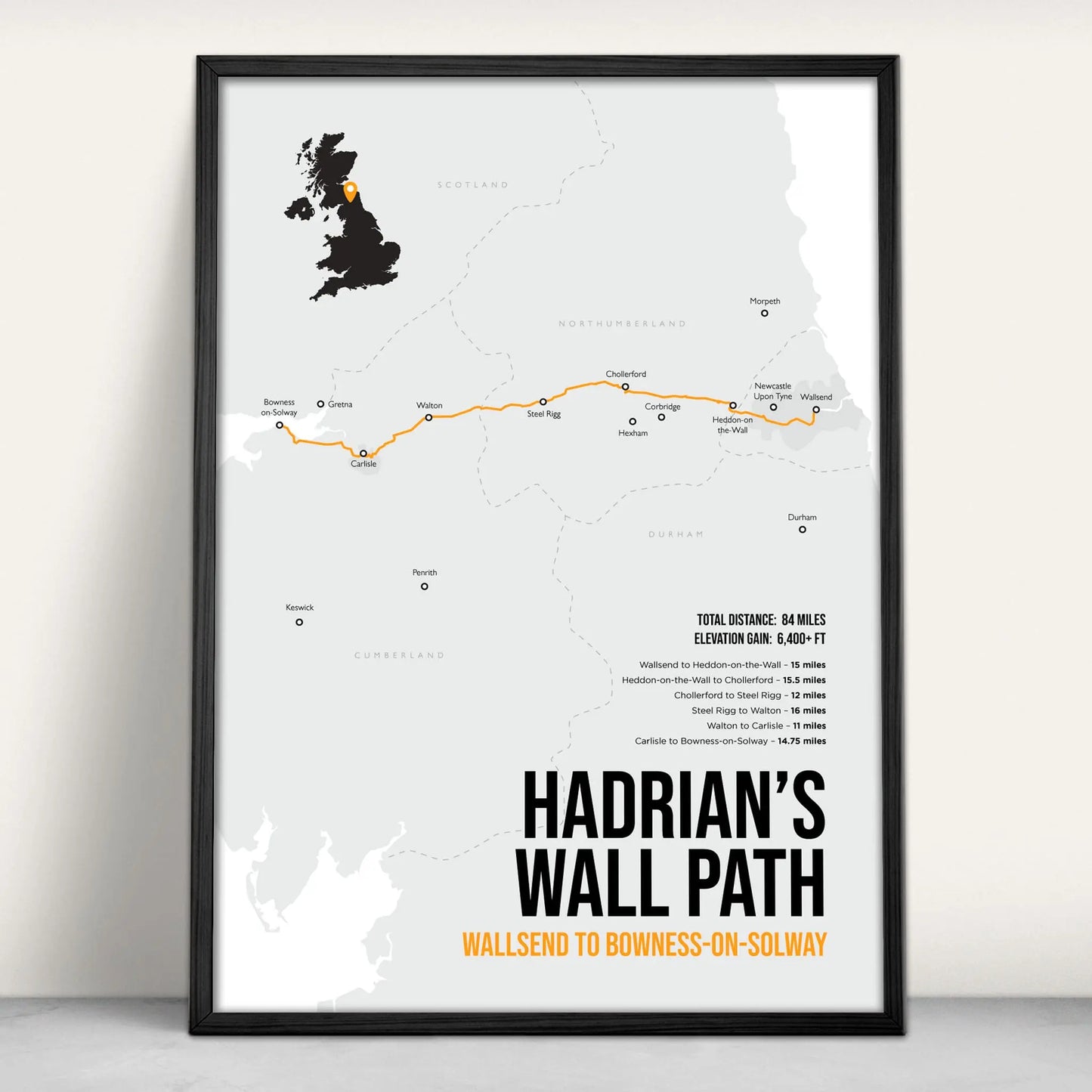 Hadrian's Wall Path National trail Print in teal from Purest Green Prints.