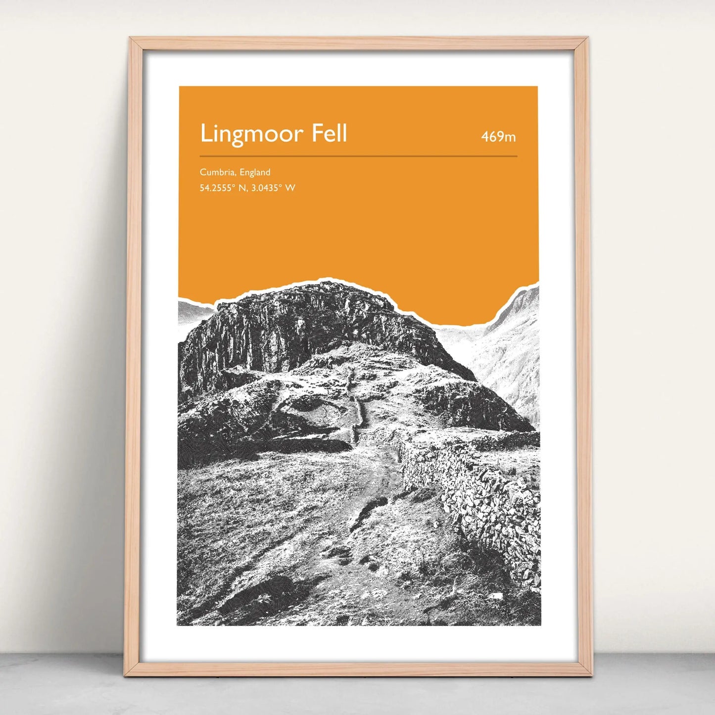 Lingmoor Fell, England Personalised Art Print in orange from Purest Green Prints