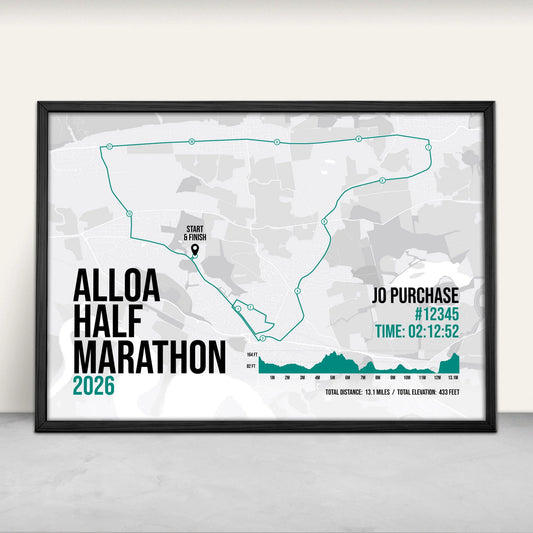 Personalised Alloa Half Marathon Art Print in green from Purest Green Prints.