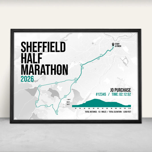 Sheffield Half Marathon Personalised Art Print in green from Purest Green Prints.