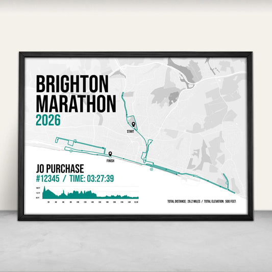 Personalised Brighton Marathon Art Print in green from Purest Green Prints