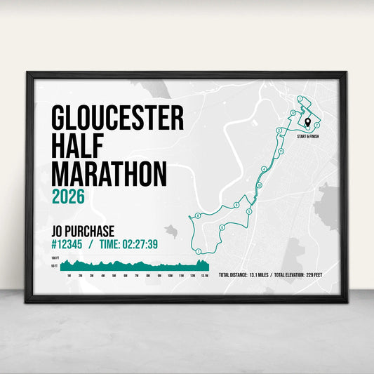 Personalised Gloucester Half Marathon Print in green from Purest Green Prints