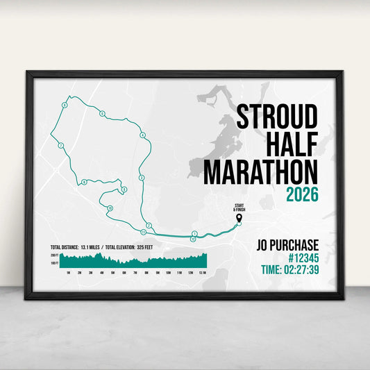 Personalised Stroud Half Marathon Art Print in green from Purest Green Prints