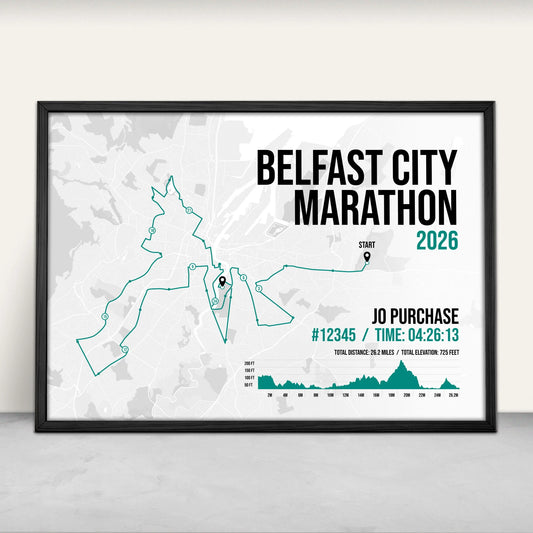 Personalised Belfast City Marathon Art Print in green from Purest Green Prints