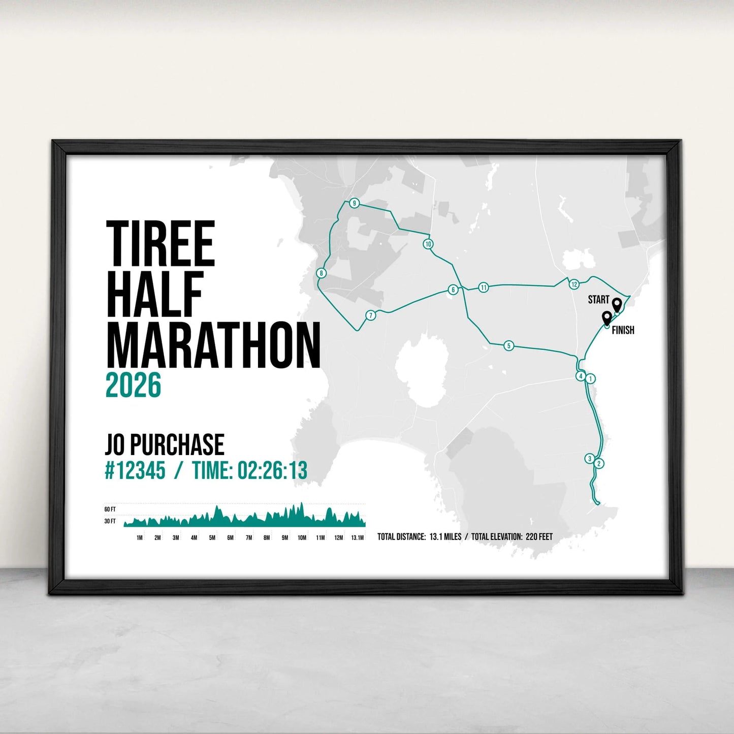 Tiree Half Marathon Personalised Art Print in green from Purest Green Prints.