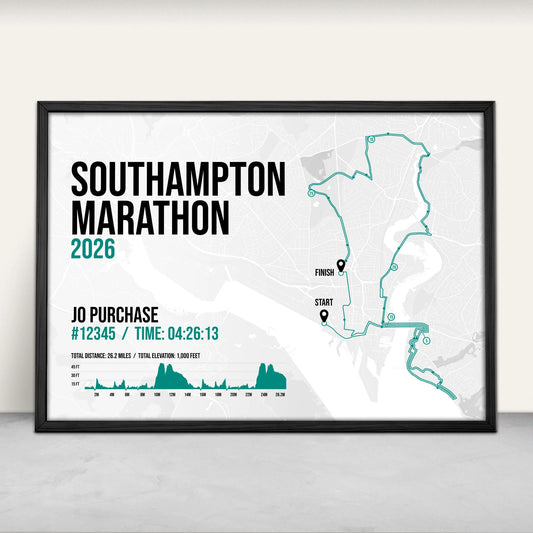 Personalised Southampton Marathon Art Print in green from Purest Green Prints