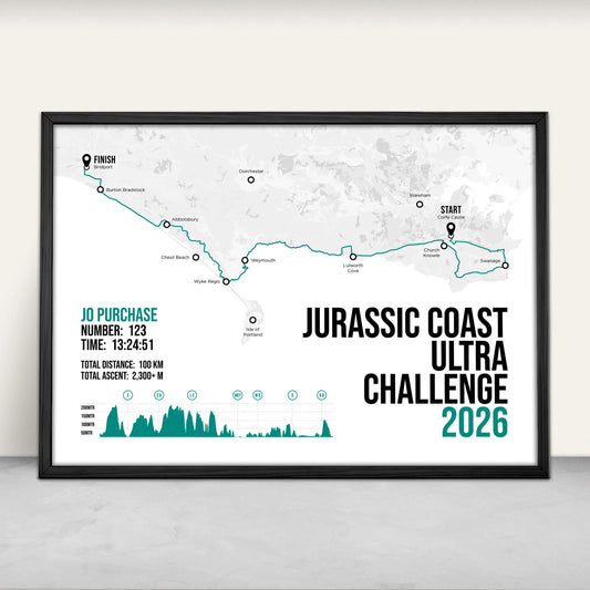 Jurassic Coast Challenge Personalised Art Print in green from Purest Green Prints