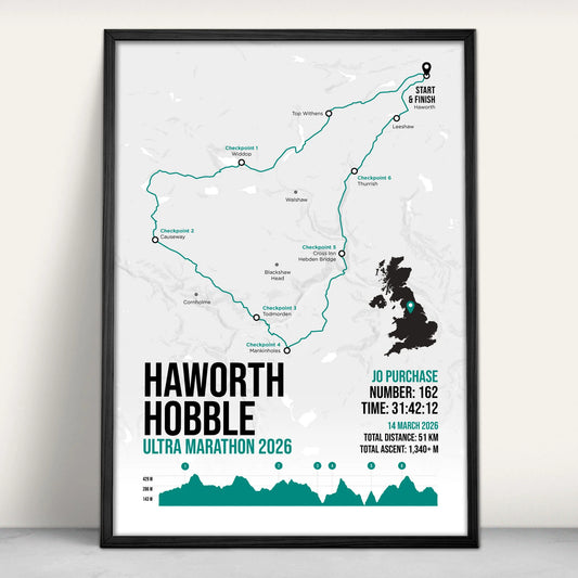 Haworth Hobble Ultra Marathon Personalised Art Print in green from Purest Green Prints