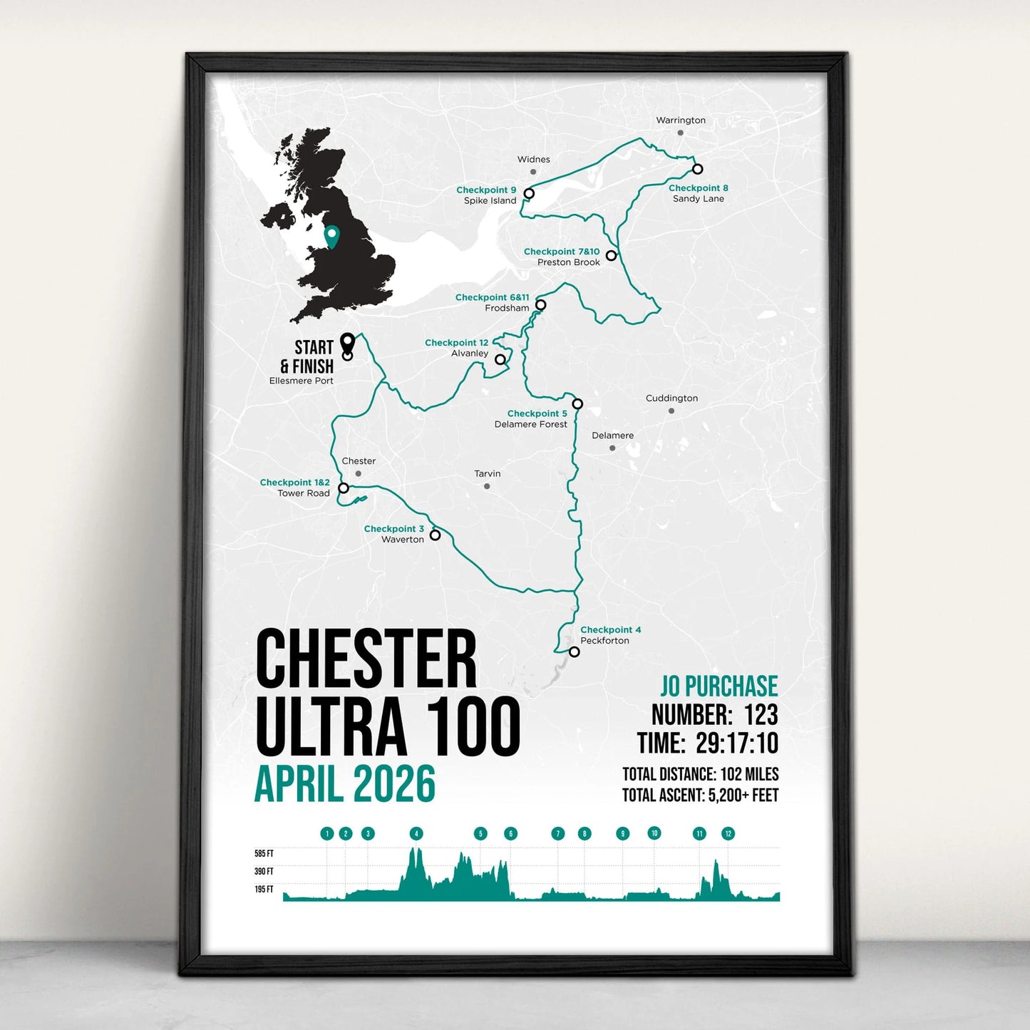 Chester Ultra 100 Personalised Art Print in green from Purest Green Prints
