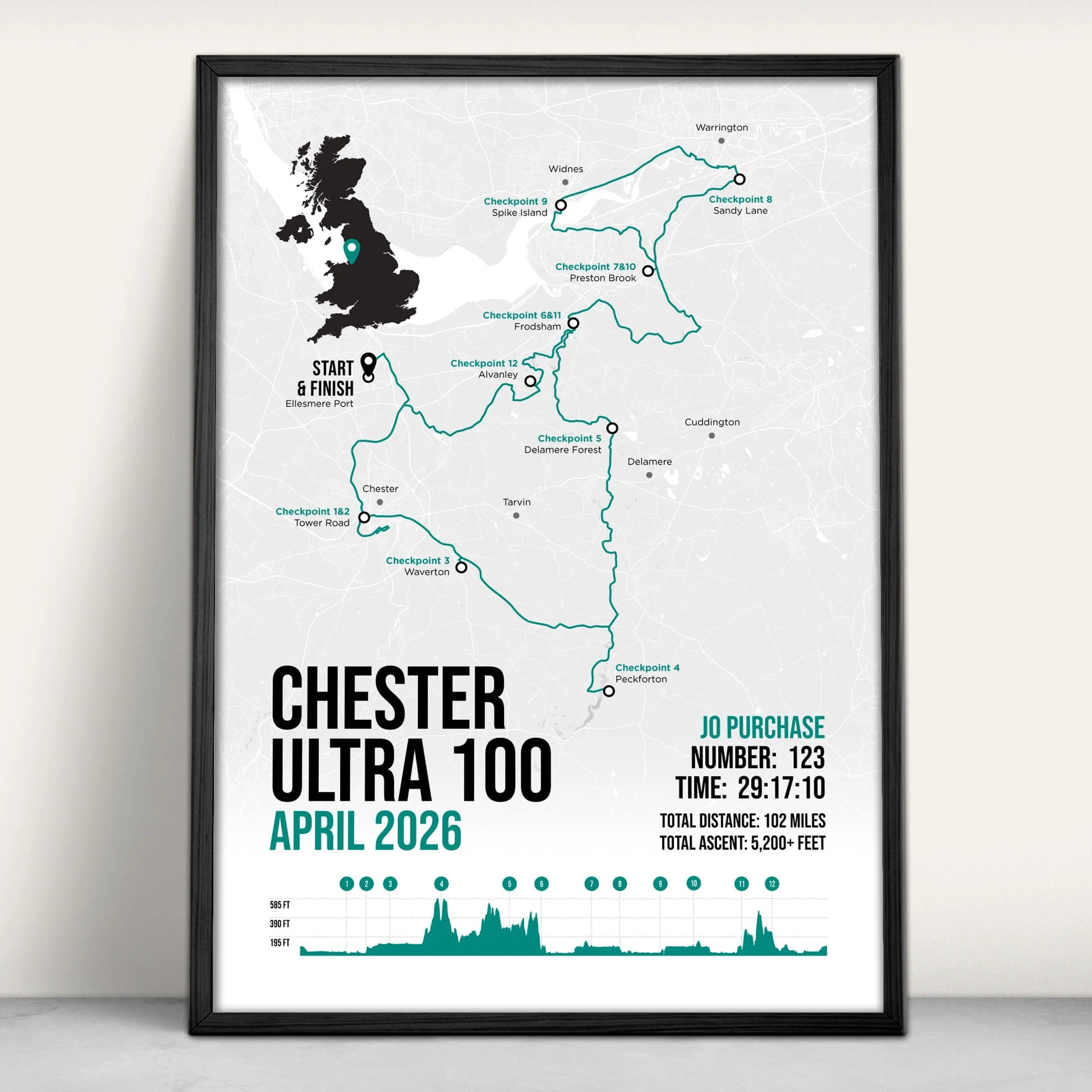 Chester Ultra 100 Personalised Art Print in green from Purest Green Prints