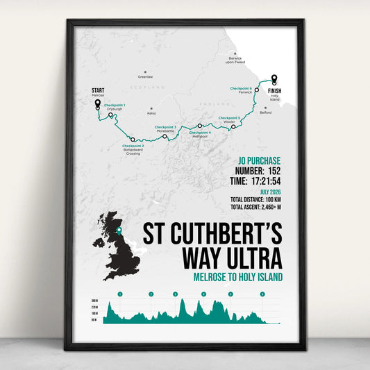 St Cuthbert's Way Ultra Personalised Art Print in green from Purest Green Prints