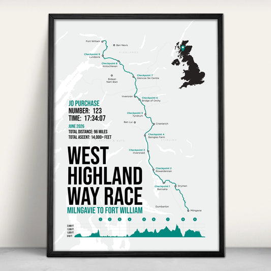 West Highland Way Race Personalised Art Print in green from Purest Green Prints