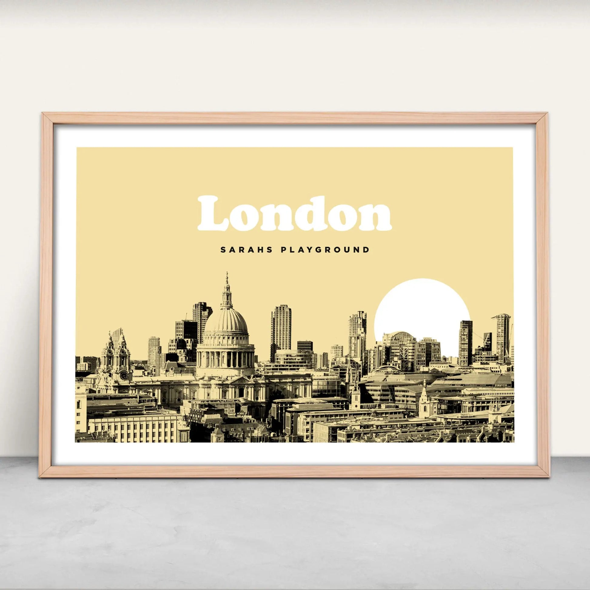 London Skyline personalised art print in yellow from Purest Green Prints art print